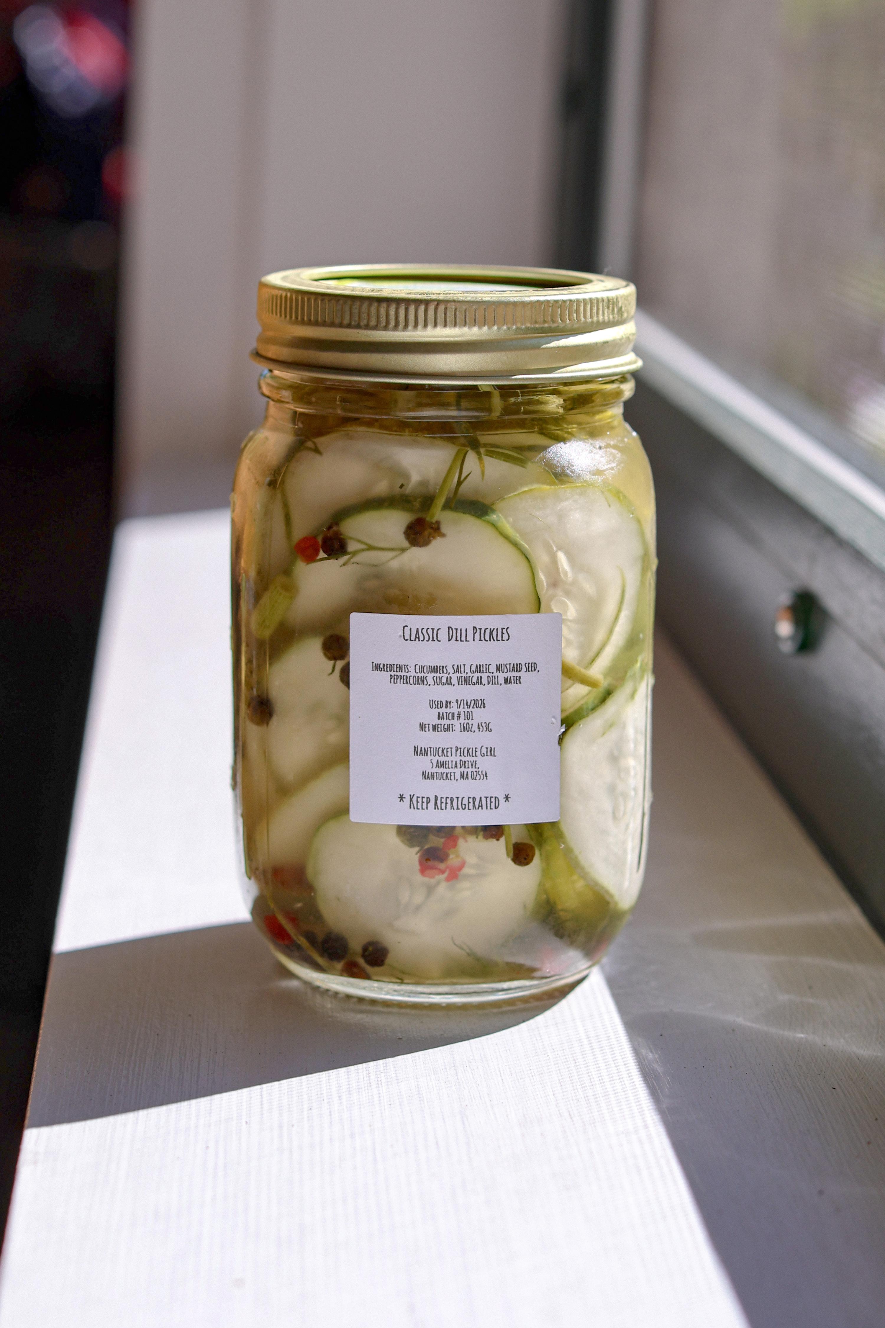 Classic Dill Pickles front packaging for Nantucket Pickle Girl